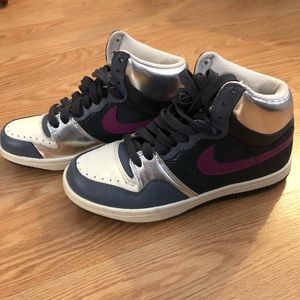 Nike Silver and Purple High Top Sneaker